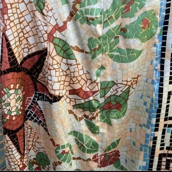 ✨ Beautiful handmade silk dress in a unique mosaic floral pattern. Size 12. - Picture 6 of 11